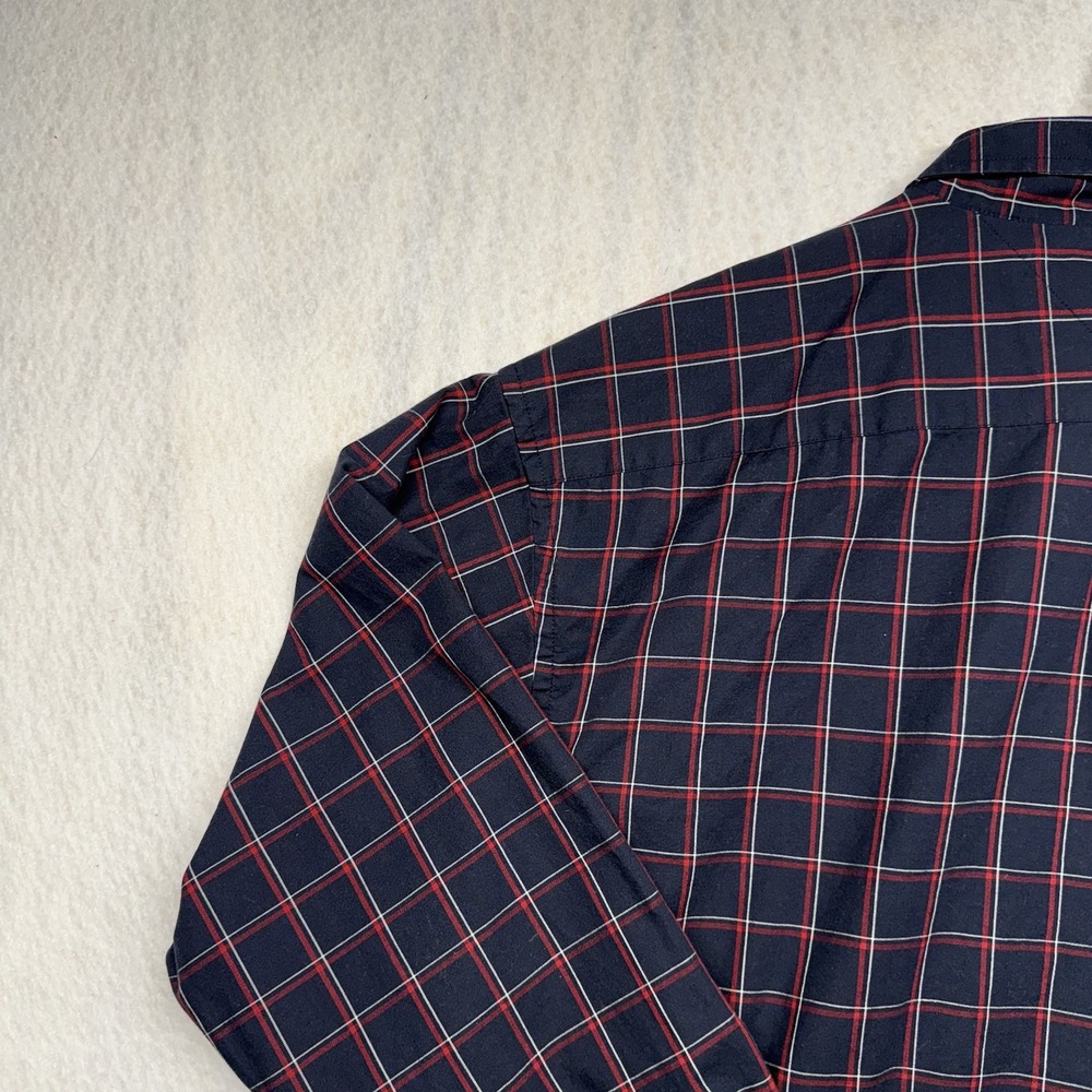Tommy Hilfiger Shirt Mens XL  Blue Plaid Button Down Long Sleeve Flag Logo VTG - Picture 15 of 16